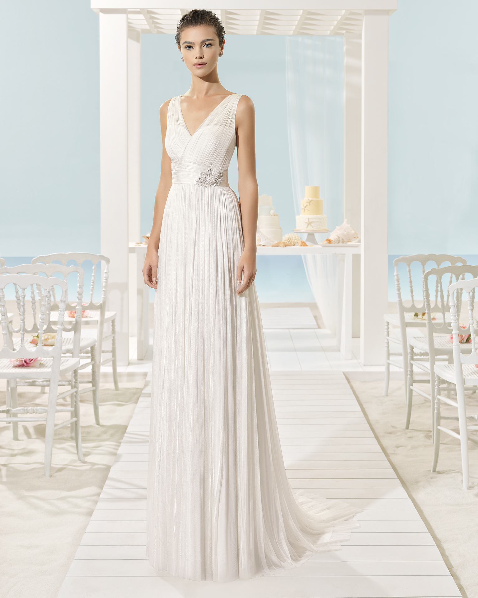 XAREN vestido de novia Aire Barcelona Beach Wedding 2017