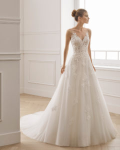 Sheer Lace Back Wedding Dress
